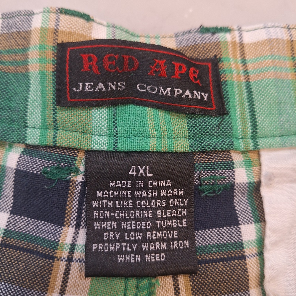 Vtg‎ Y2K Red Ape Plaid Shorts Mens 4XL (w42) Green Checkered Streetwear Skater - Picture 2 of 7